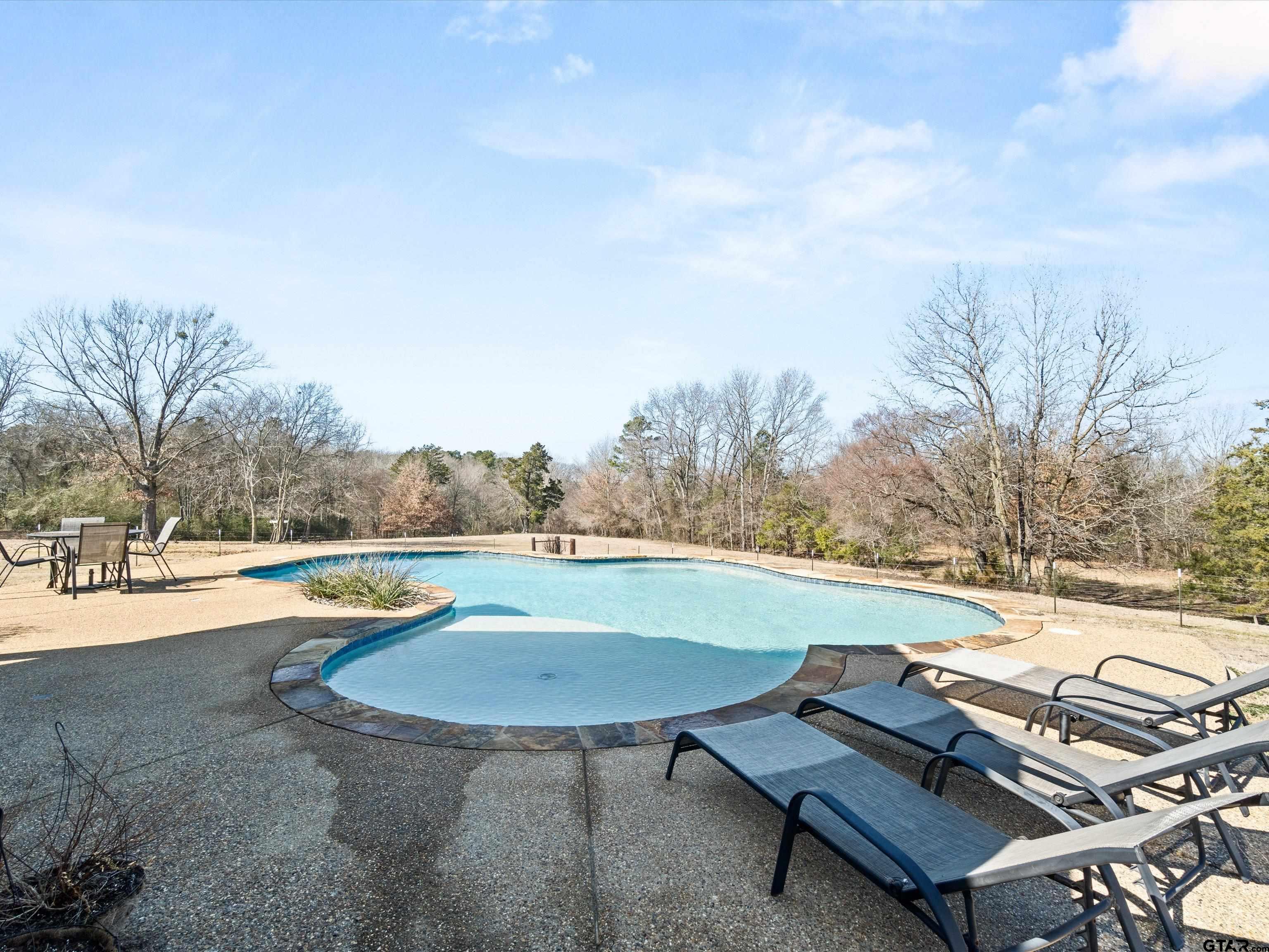 11087 Wolverine Road Pittsburg, TX 75686 - Photo 26 of 39 a view of a swimming pool with lounge chairs
