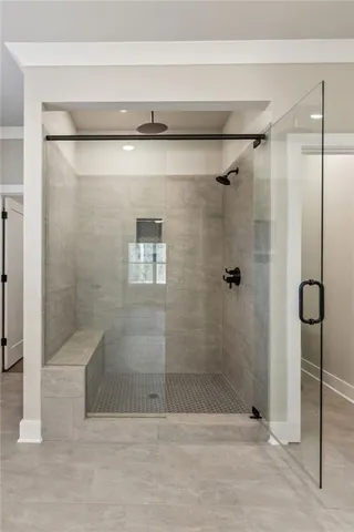 a bathroom with a shower