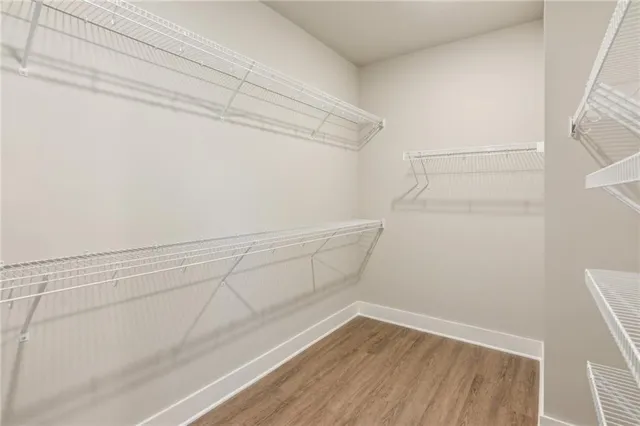 a view of a room with racks on the wall