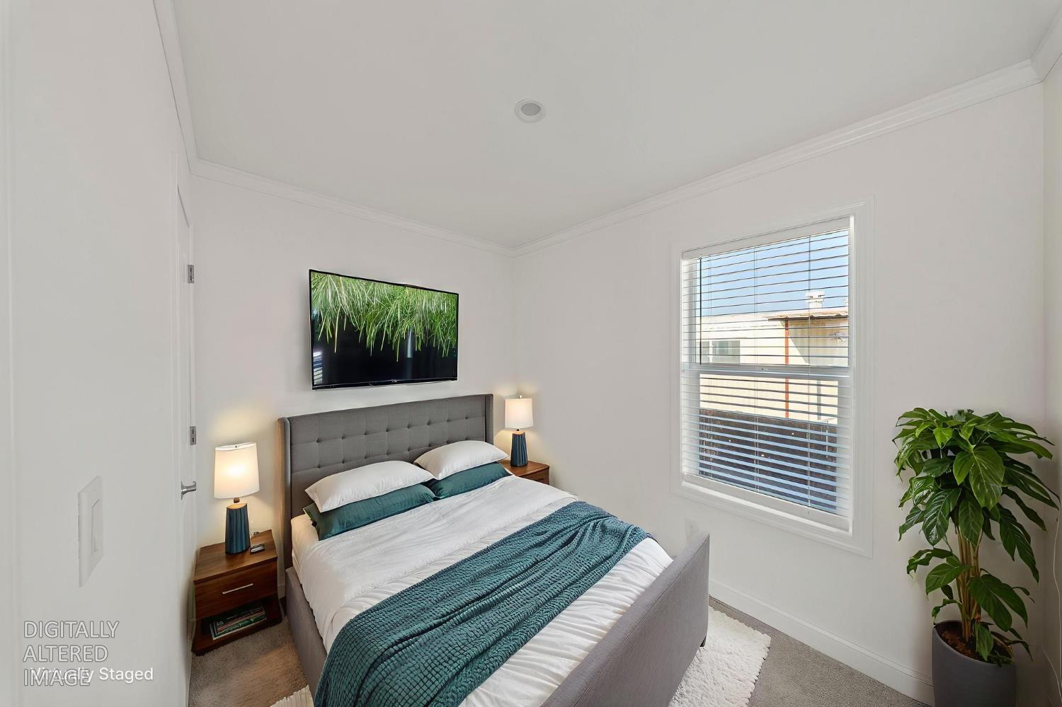 2030 East Grayson Road, Unit 44 Ceres, CA 95307 - Photo 10 of 20 a bedroom with a bed and a potted plant