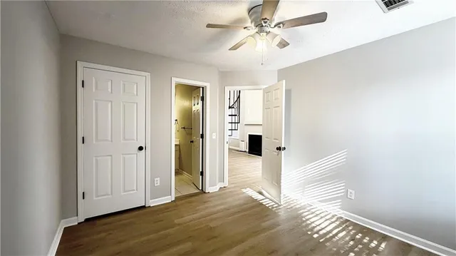 a view of entryway with wooden floor