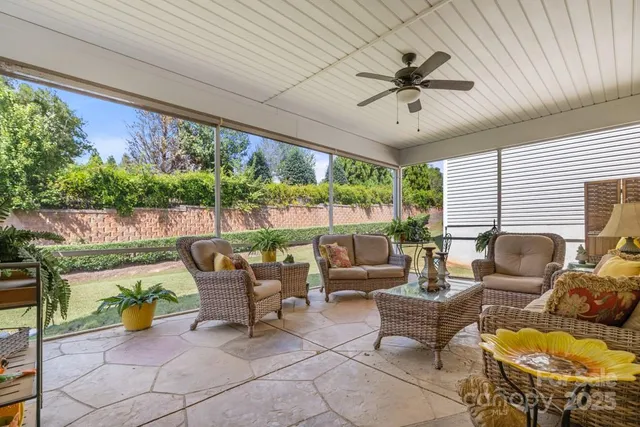 a outdoor living space with furniture and garden view