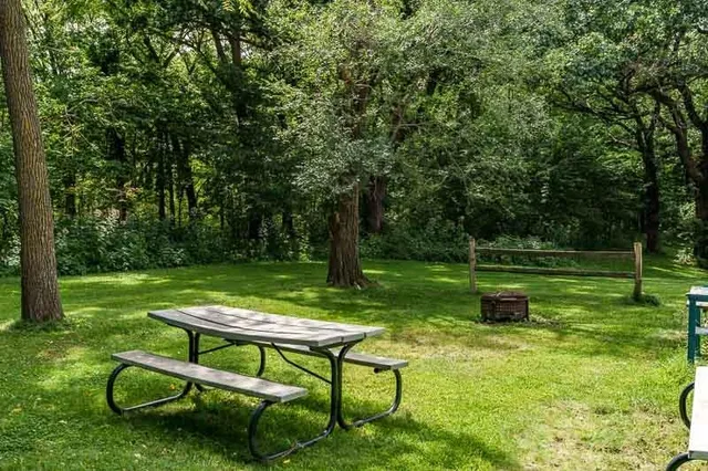 a view of a lush green field