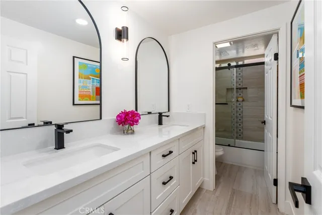 an aerial view of a house with outdoor space