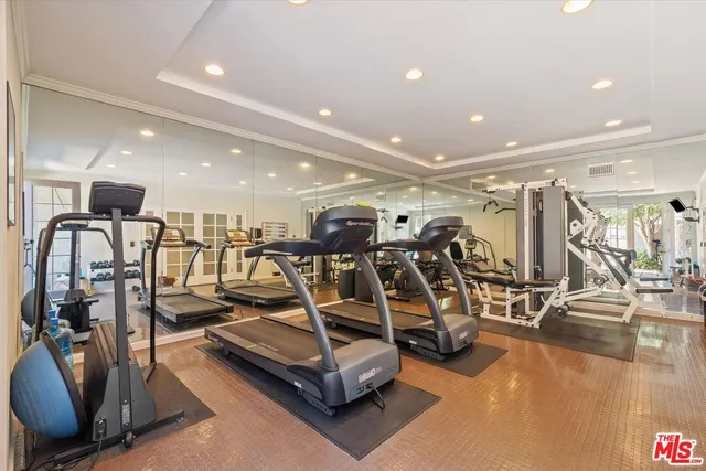 a view of a room with gym equipment