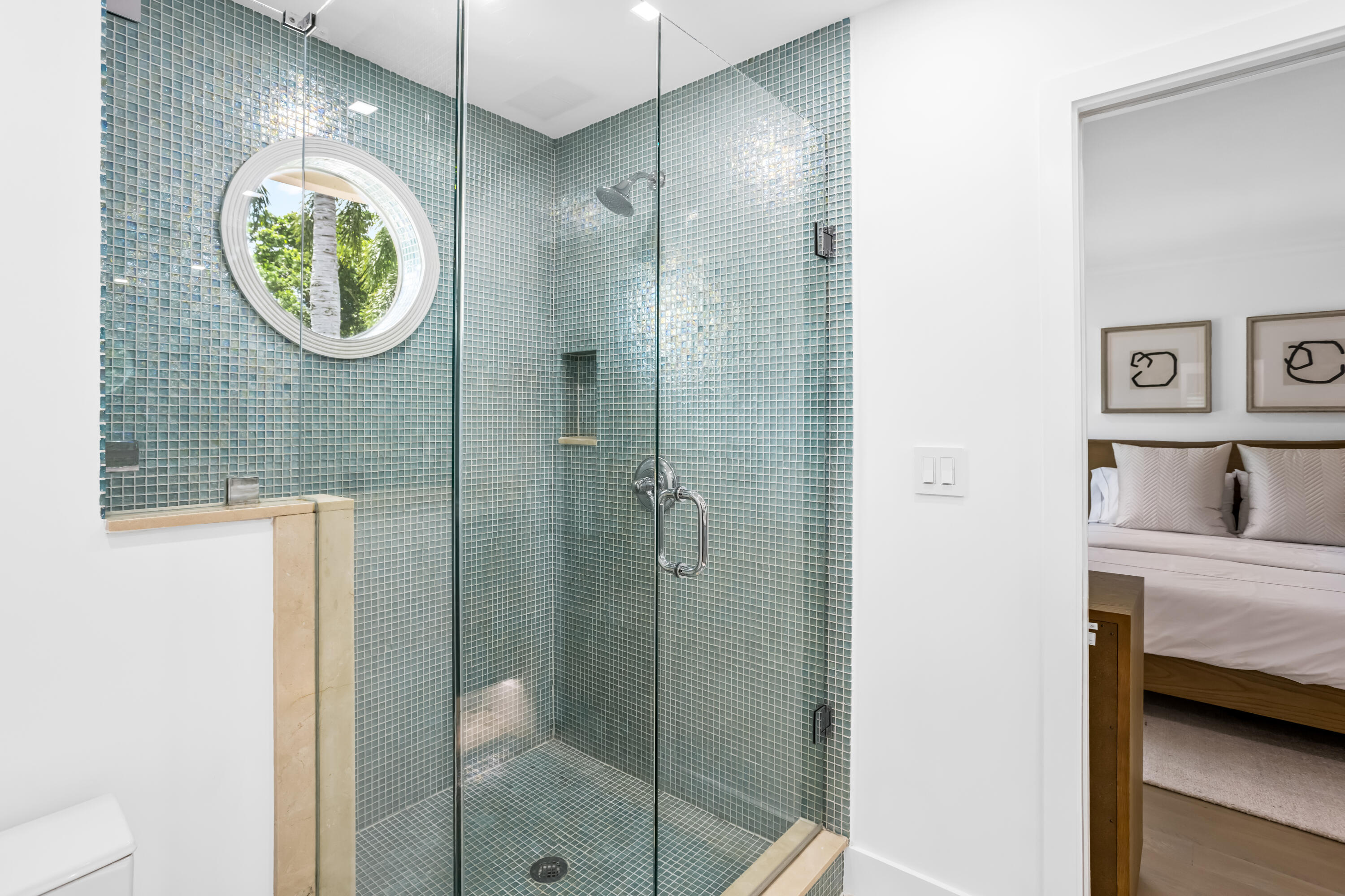 18743 Long Lake Drive Boca Raton, FL 33496 - Photo 55 of 85 a bathroom with a mirror and a shower
