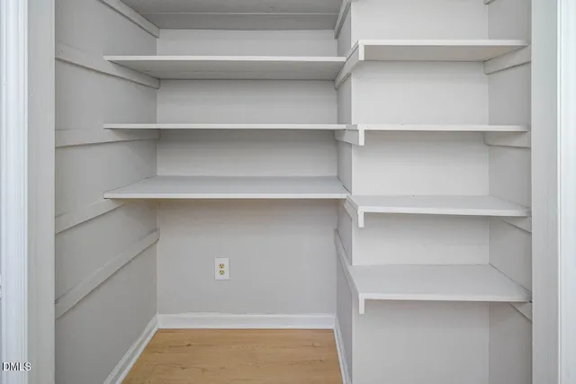 a view of walk in closet with empty racks