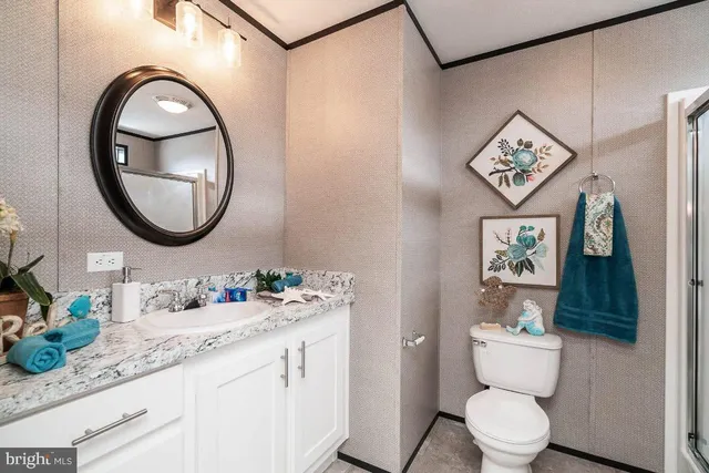 a bathroom with a toilet a sink and a mirror