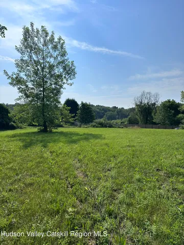 a view of a garden with a building in the background