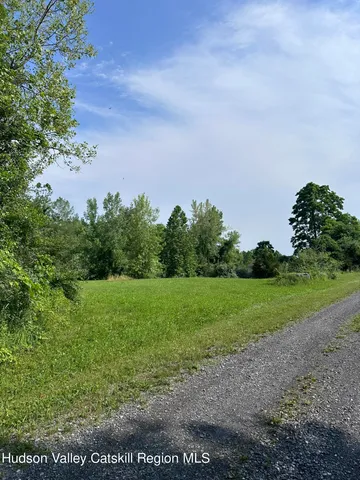 a view of a field of grass and trees