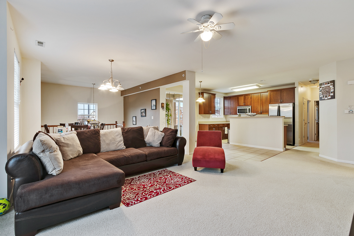 1358 Scarboro Road, Unit 806 Schaumburg, IL 60193 - Photo 6 of 16 a living room with furniture gym equipment and a chandelier