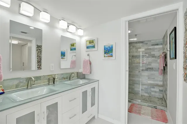 a bathroom with a shower