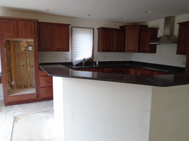 313 Homeland Road Matteson, IL 60443 - Photo 9 of 21 a kitchen with granite countertop wood cabinets and a refrigerator