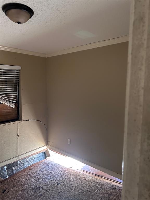 13550 Johns Gin Road Keithville, LA 71047 - Photo 6 of 11 Unfurnished room featuring ornamental molding and a textured ceiling