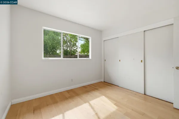 a view of a room with a window