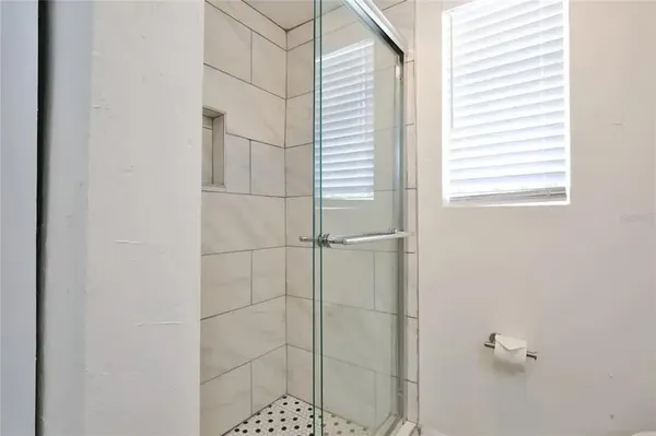 a bathroom with a window