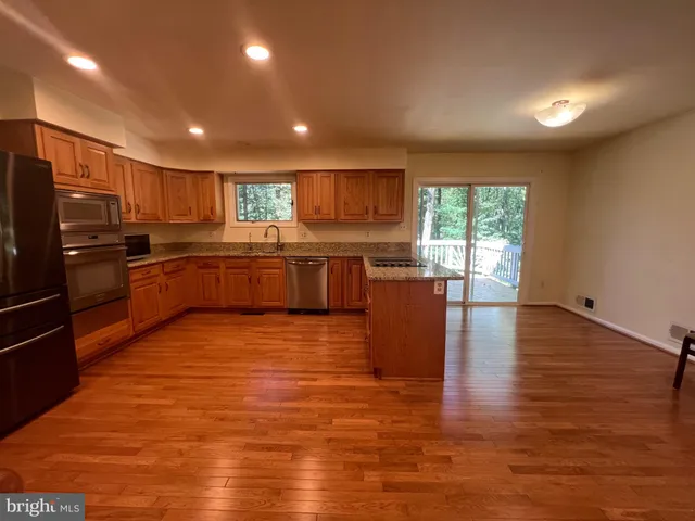 a large kitchen with lots of counter space