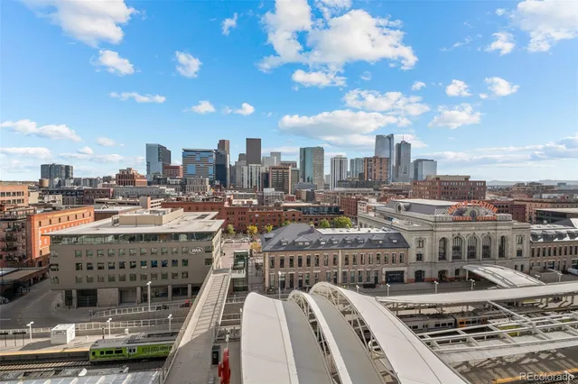 a city view with tall buildings