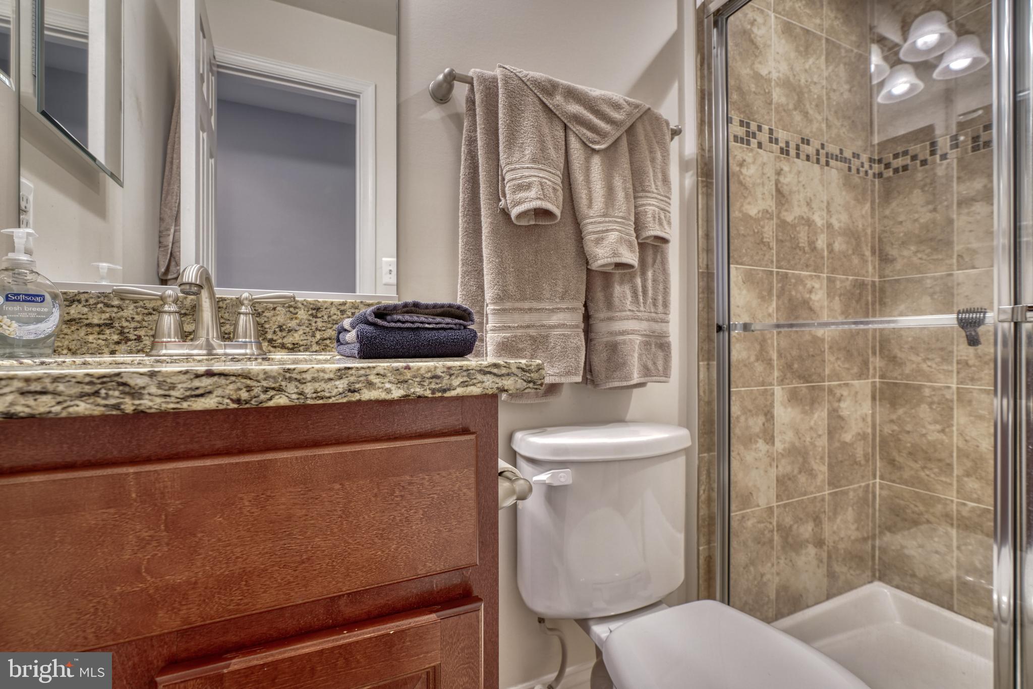 1818 Byrd Street Baltimore, MD 21230 - Photo 40 of 48 a bathroom with a granite countertop sink toilet and shower