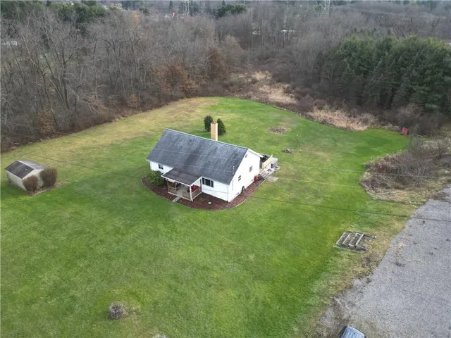 an aerial view of a house