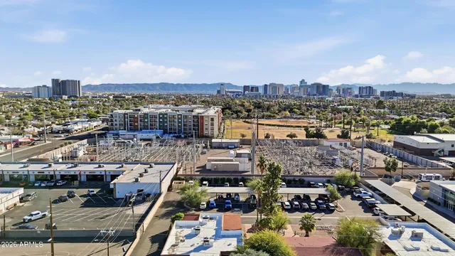 an aerial view of a house