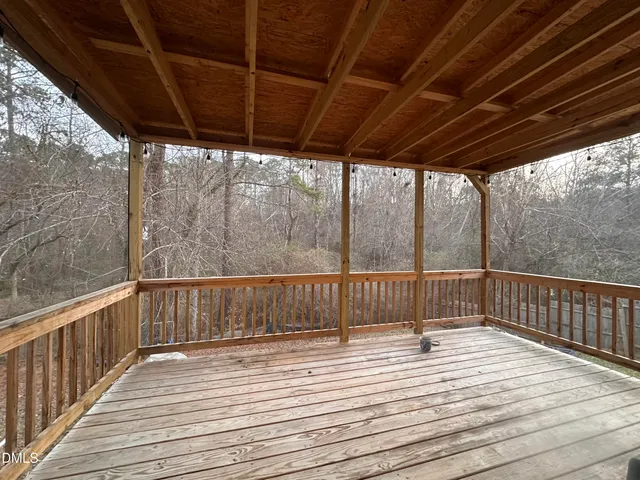 a view of a wooden deck
