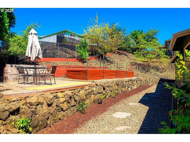 a view of a swimming pool with a patio