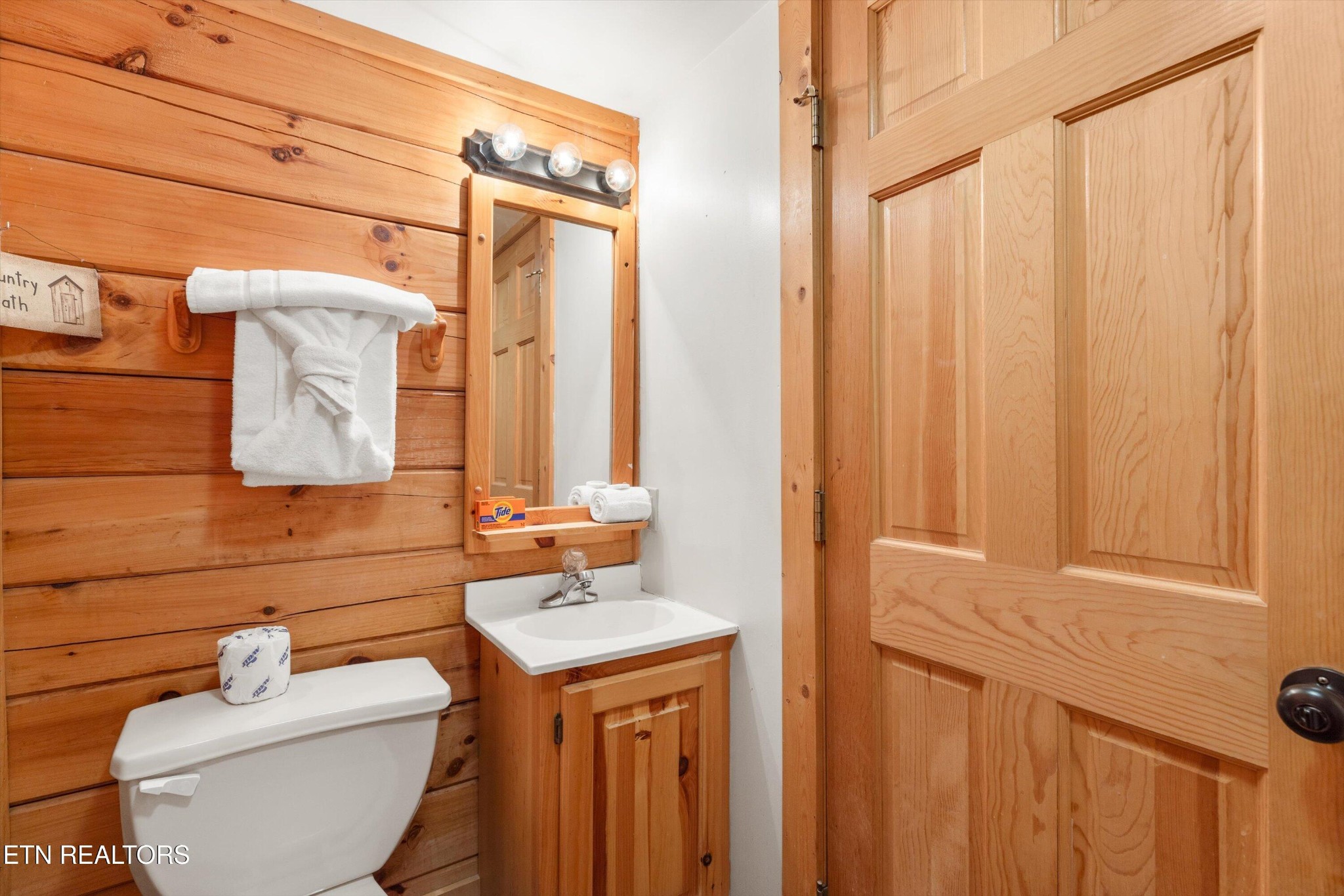 709 Grey Hawk Way Sevierville, TN 37863 - Photo 17 of 30 a bathroom with a sink a toilet and shower curtain