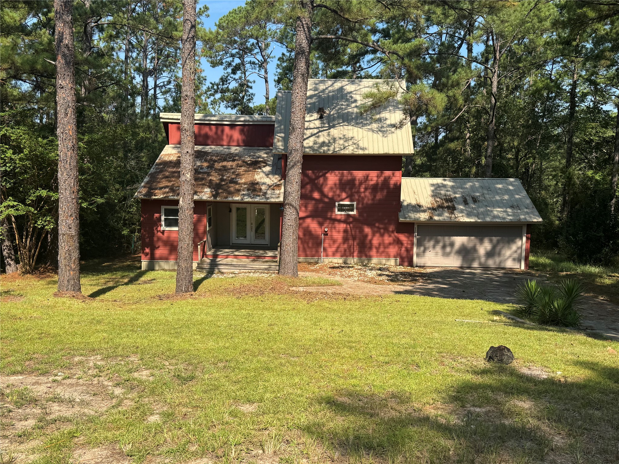 a view of a swimming pool with an outdoor seating