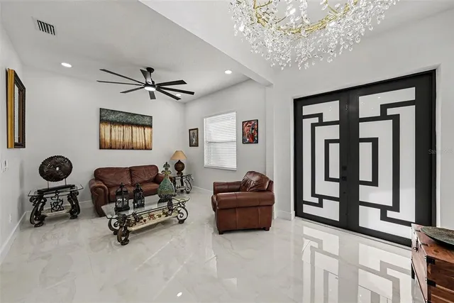 a living room with furniture