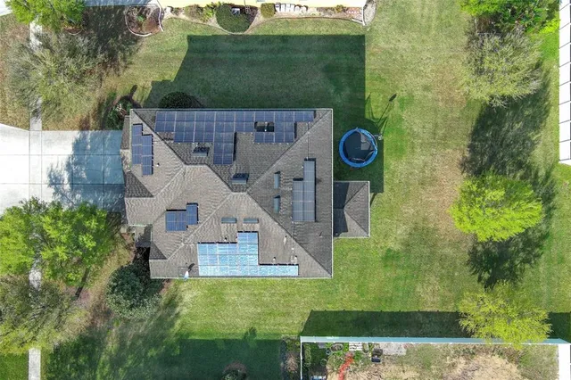 an aerial view of a house