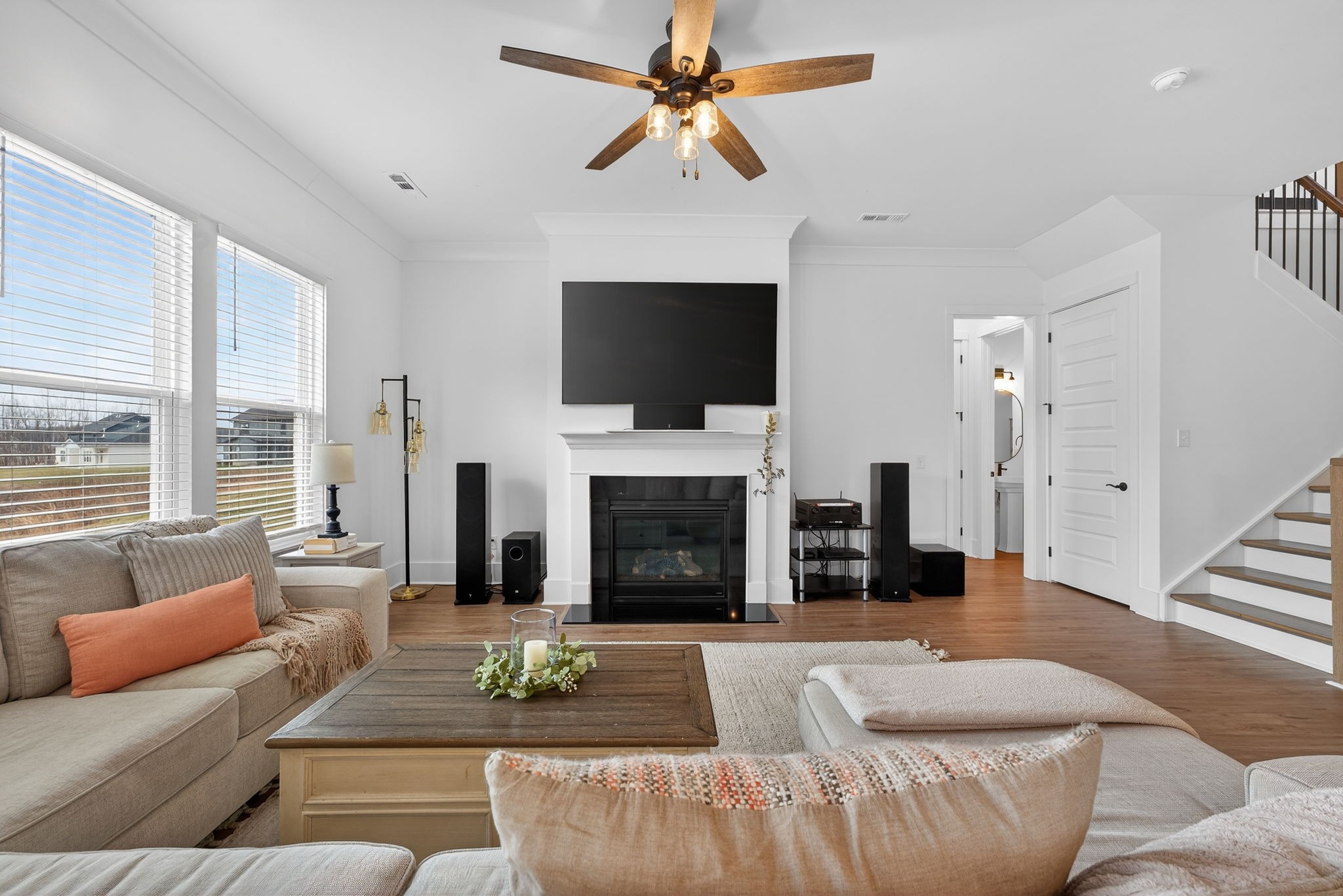 7780 Second Fiddle Way Arrington, TN 37014 - Photo 8 of 37 a living room with furniture a fireplace and a flat screen tv