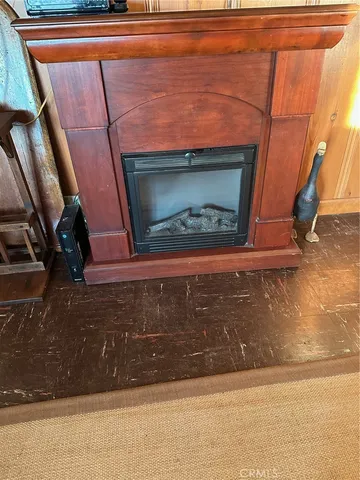 a living room with a fireplace