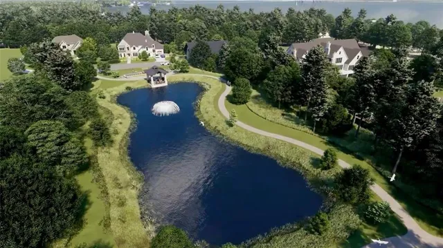 a view of a lake with outdoor space
