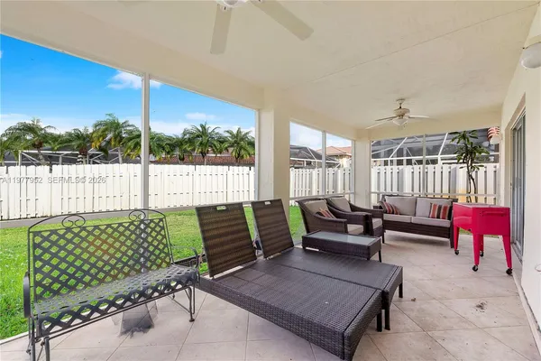 a building outdoor space with patio furniture