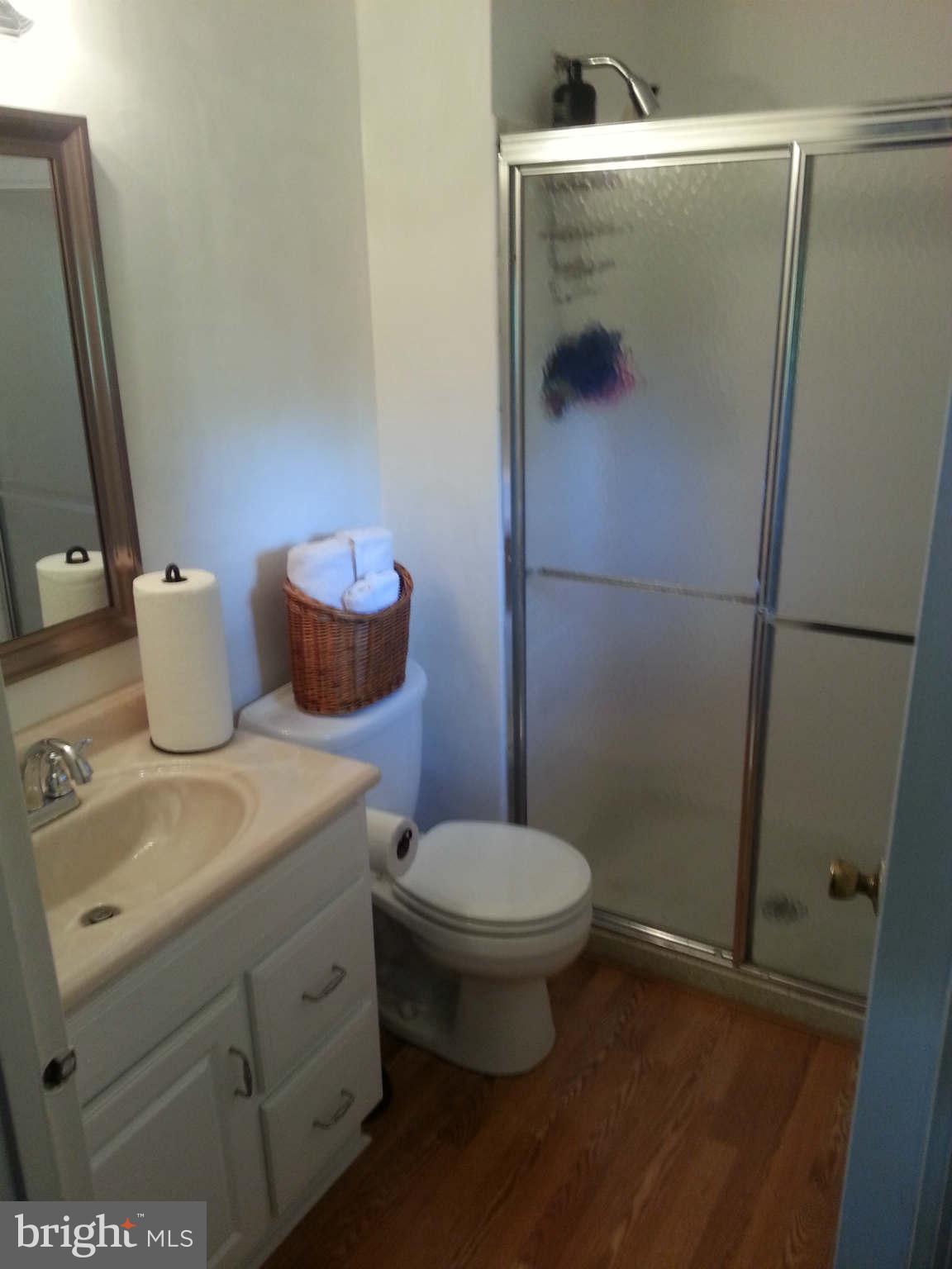 8258 Brattle Road Baltimore, MD 21208 - Photo 14 of 24 Master Bath with New Vanity & Sink and HW Floor