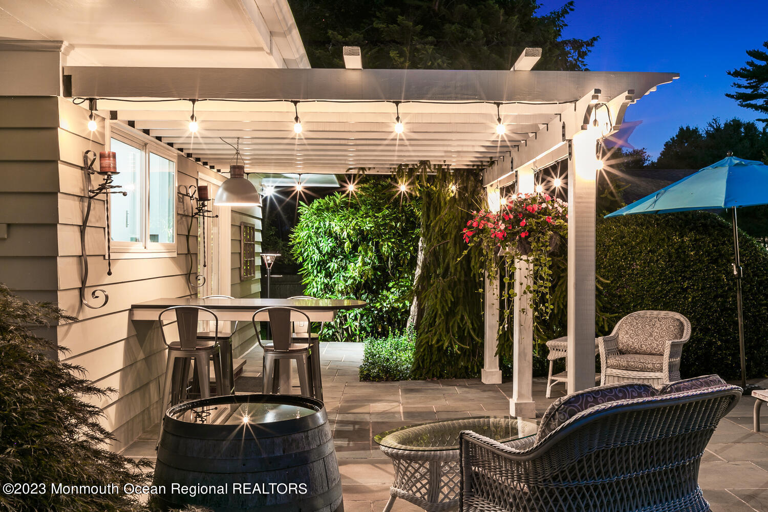 548 Ridge Road Fair Haven, NJ 07704 - Photo 55 of 68 Pool House at Dusk