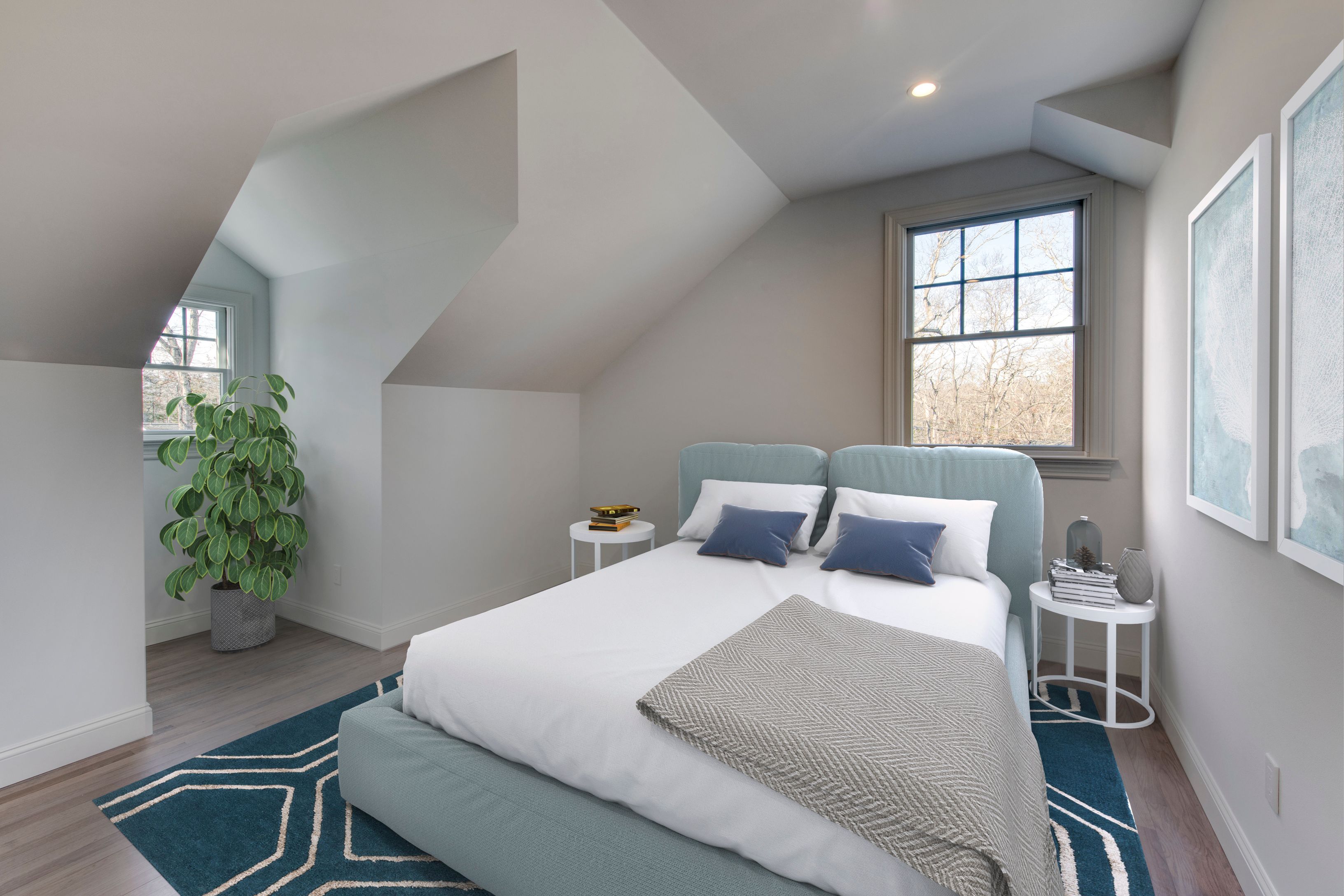 134 Beach Road Westhampton Beach, NY 11978 - Photo 15 of 16 a bedroom with a bed and a potted plant