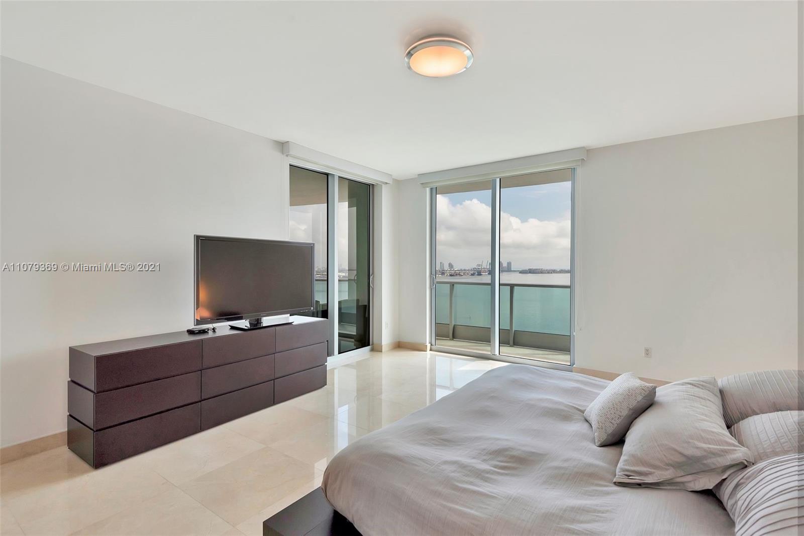 1331 Brickell Bay Drive, Unit 2401 Miami, FL 33131 - Photo 36 of 52 a bedroom with furniture and a flat screen tv