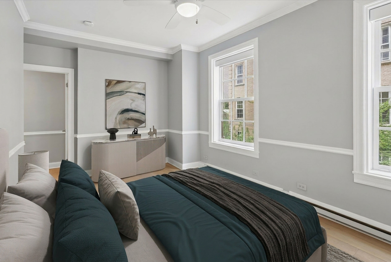 70 East Scott Street, Unit 306 Chicago, IL 60610 - Photo 11 of 17 a bed room with a bed and a window