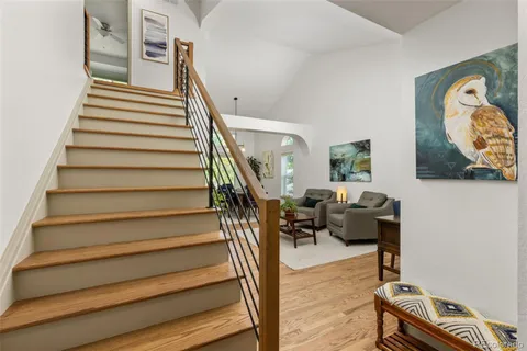 a view of entryway and workspace