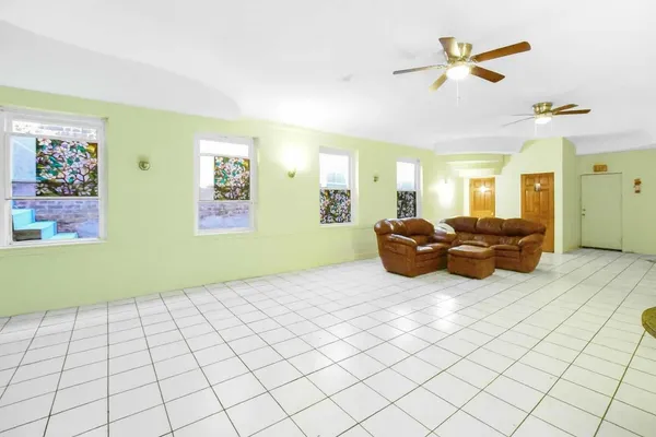a living room with furniture