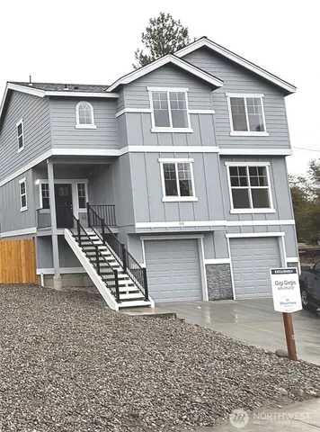 a front view of a house with windows