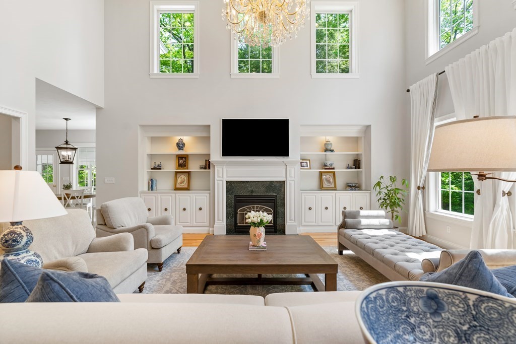 19 Village Road Pepperell, MA 01463 - Photo 8 of 41 a living room with furniture a fireplace and a flat screen tv