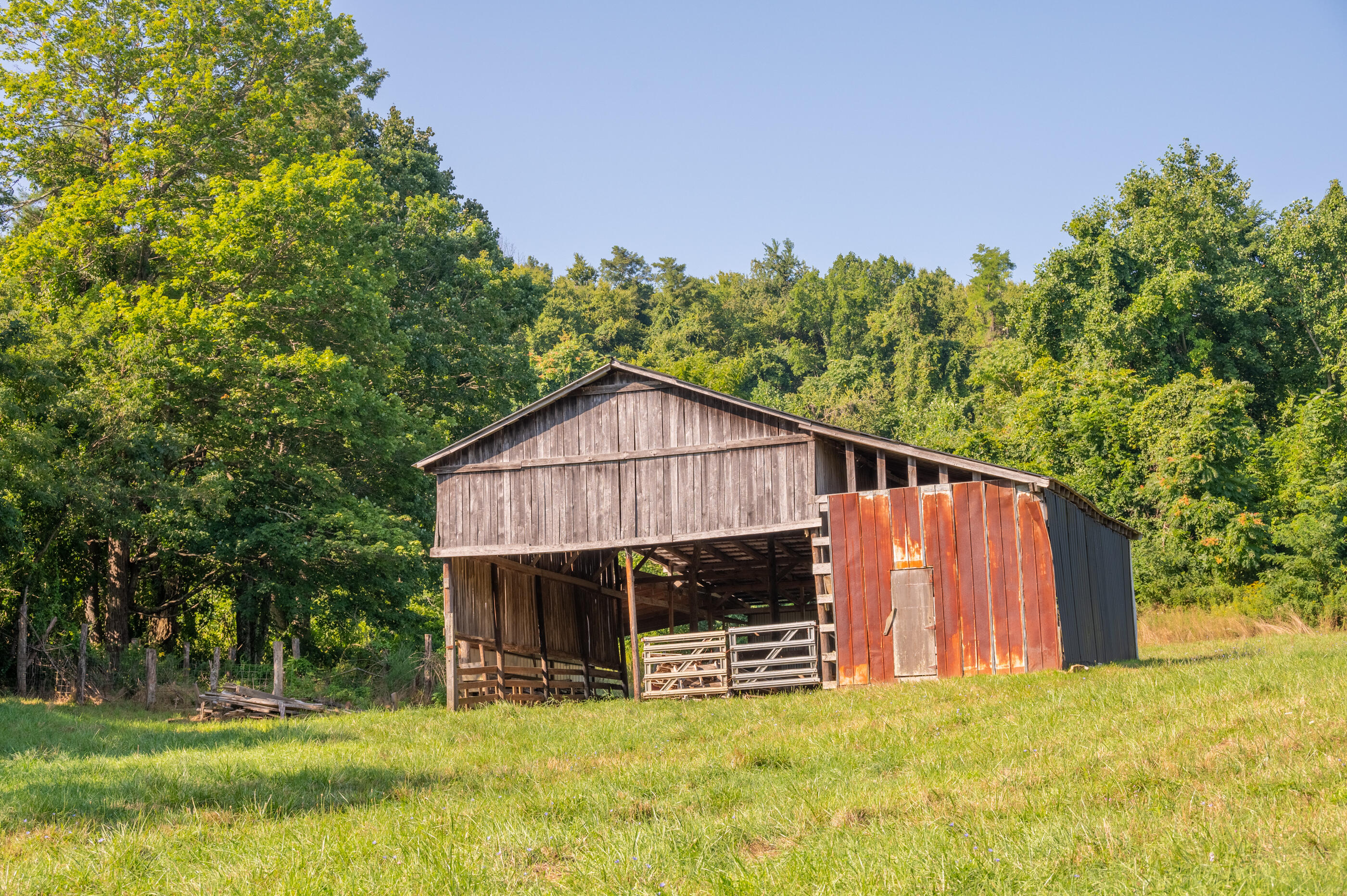 7950 Conner Road Northeast Copper Hill, VA 24079 - Photo 8 of 39 a view of backyard with small cabin and wooden fence