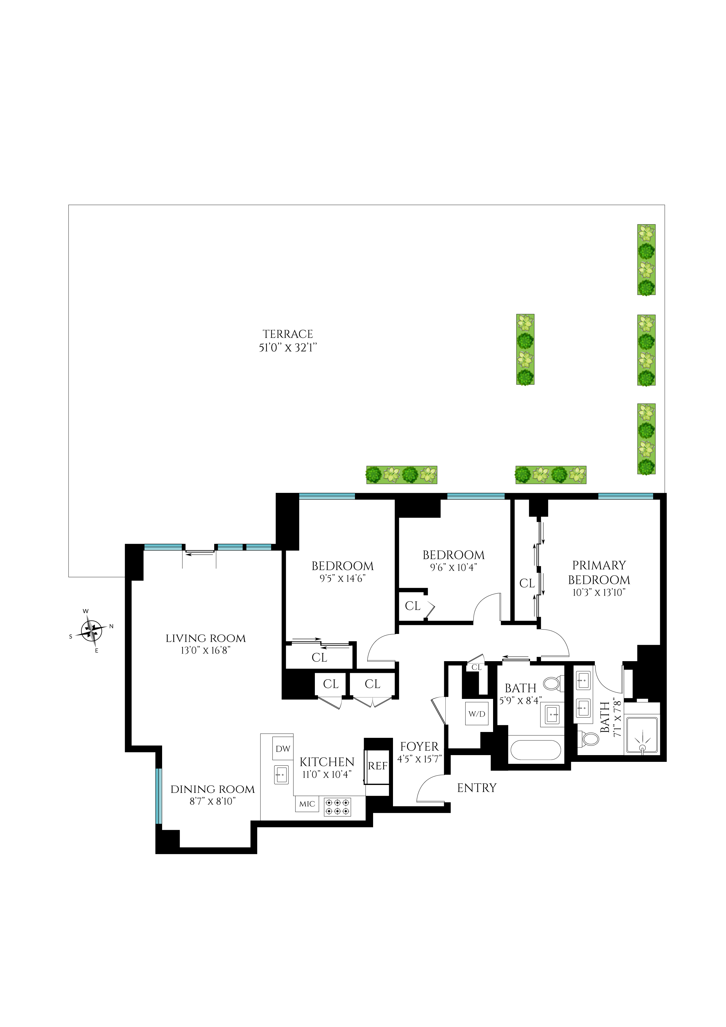 175 West 95th Street, Unit 2C Manhattan, NY 10025 - Photo 18 of 18 a picture of a floor plan