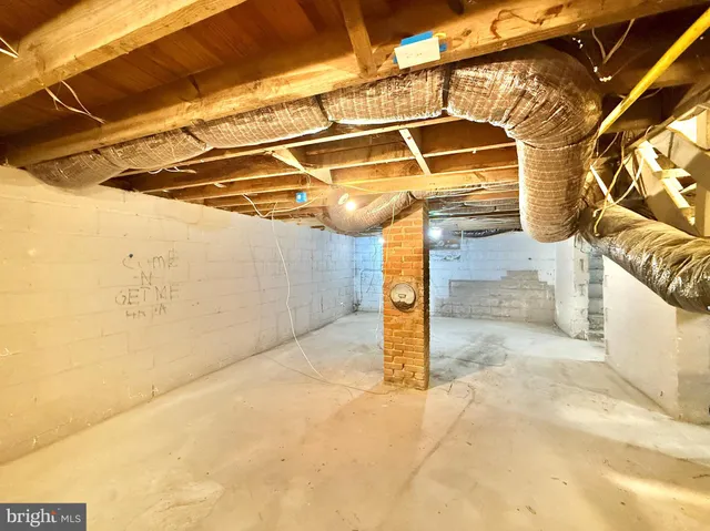 a view of a garage with door