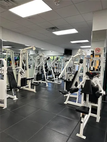 a view of a room with gym equipment