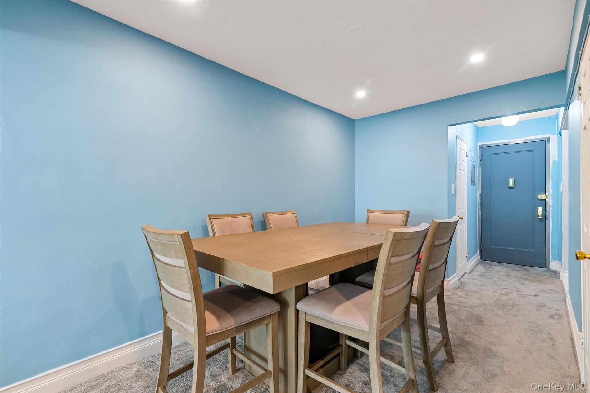 83-30 98th Street, Unit 5A Queens, NY 11421 - Photo 5 of 15 Dining space with baseboards, light carpet, and recessed lighting