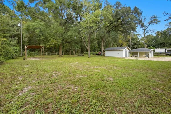 a view of a house with a backyard